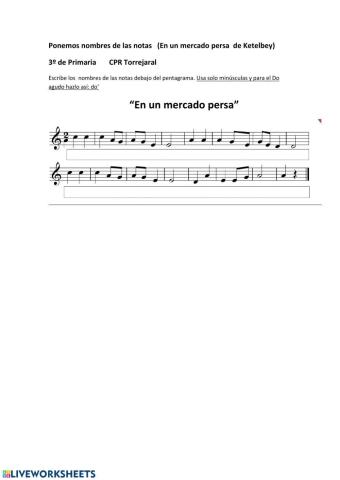 Ponemos notas: -En un mercado persa-