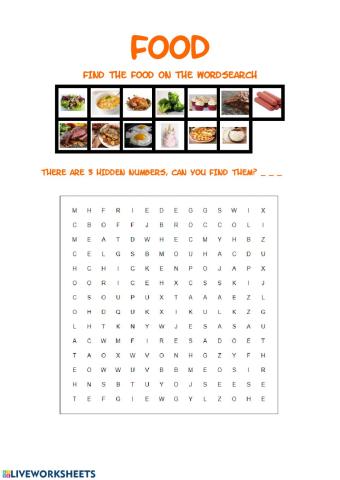 Food wordsearch