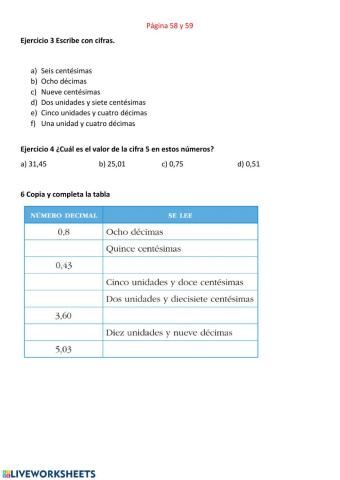 Los números decimales