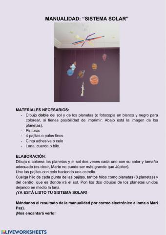 Manualidad del Sistema solar