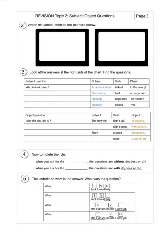 Subject object questions