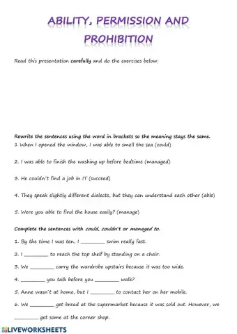 Ability, permission and prohibition