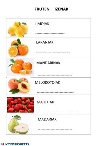 Fruten izenak