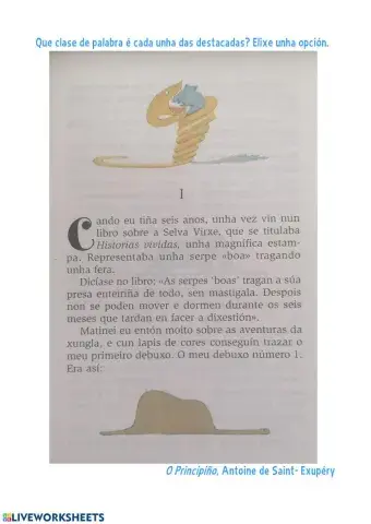 Clases de palabras. O Principiño.