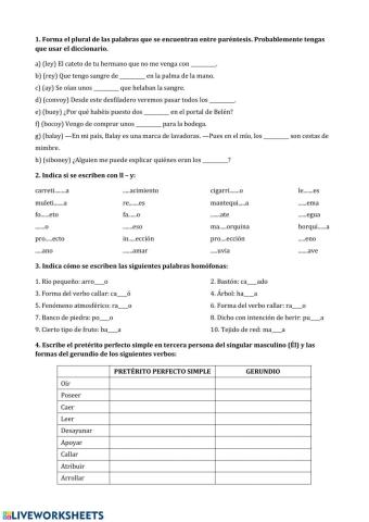 Reglas ortográficas LL - Y