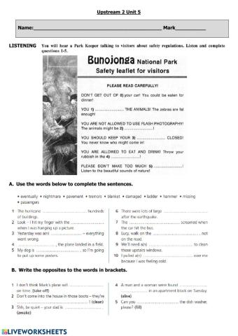 Upstream 2 Unit 5 test