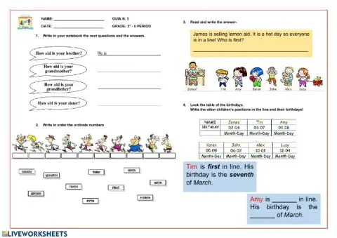 Numbers ordinal exercise