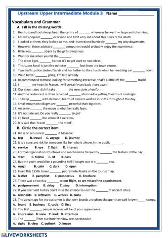Upstream Upper-Intermediate Module Test 3