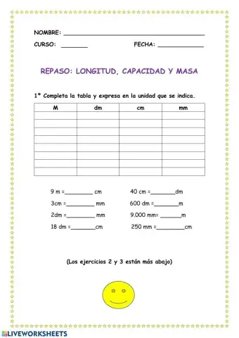 Repaso: longitud, capacidad y masa PT y AL