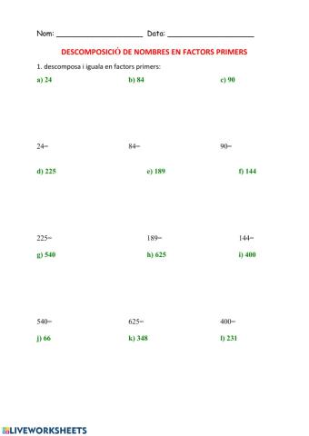 Descomponer números