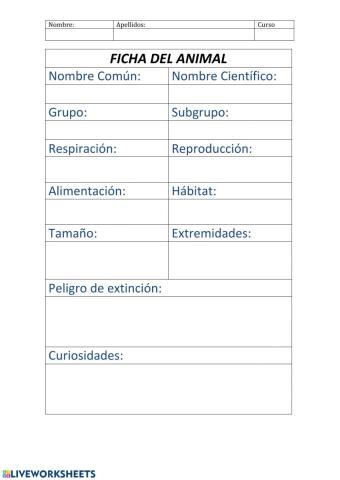 Ficha para animales 2