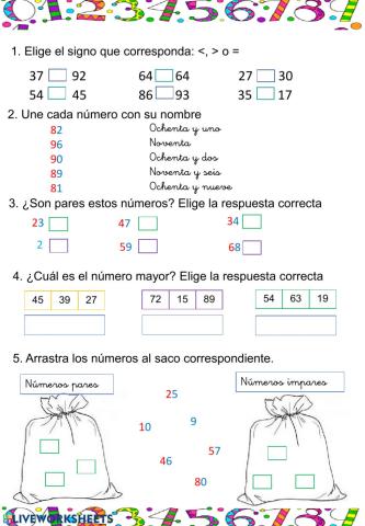 Nº hasta el 99 par-impar