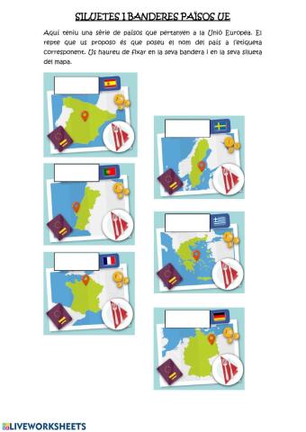 BANDERES I SILUETES DE PAÏSOS DE LA UE