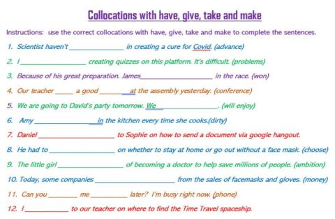 Collocations give, make, have,