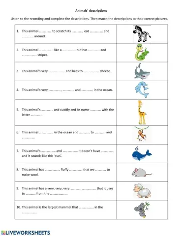 Animals' descriptions