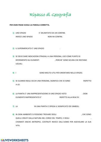 Ripasso di concetti geografici