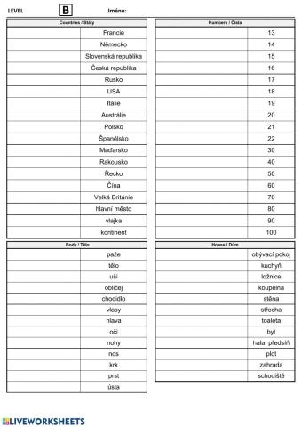 Level B - vocabulary str. 1