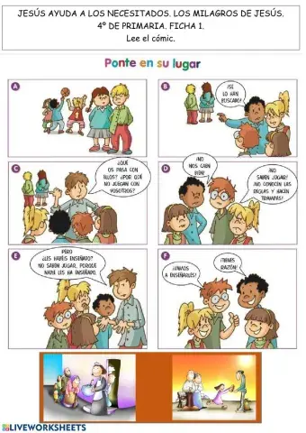 Jesús ayuda a los necesitados. Los milagros de Jesús. 4º de Primaria.Tierno Galván