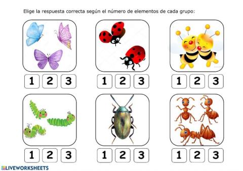 Los insectos: conteo 1, 2,3