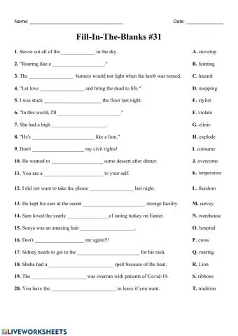 Fill in the blanks -31