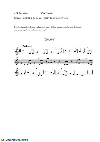 Ponemos notas: -Nana- de Brahms