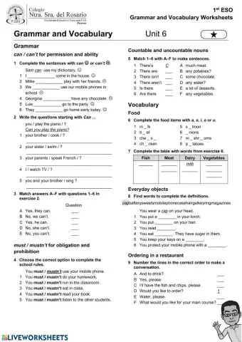 Unit 6 1º ESO one star