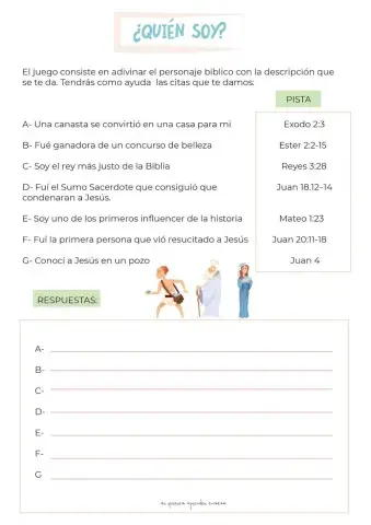 ¿Quién Soy? Ficha para jugar con la Biblia