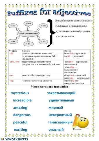 Suffixes for adjectives