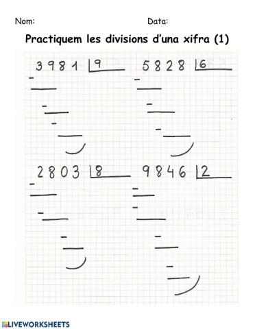 Activitats de pràctica de la divisió (1)