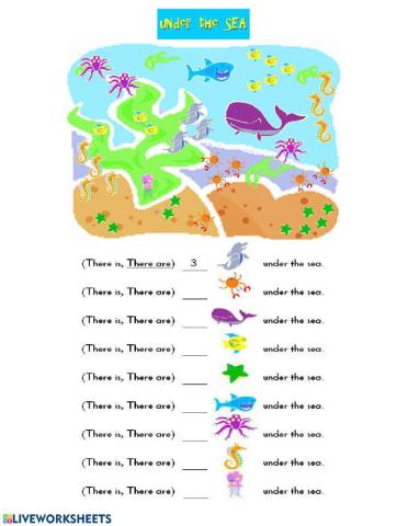 There is-are + sea animals