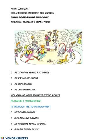 present cont at the circus