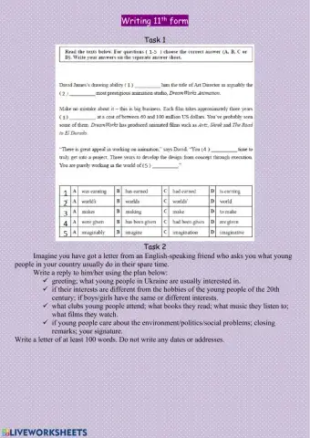 Control writing 11th form
