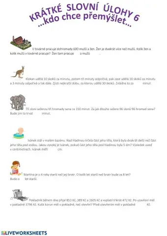 Krátké slovní úlohy 6