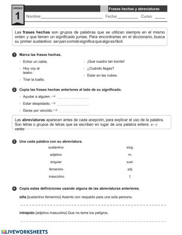 Frases hechas y abreviaturas