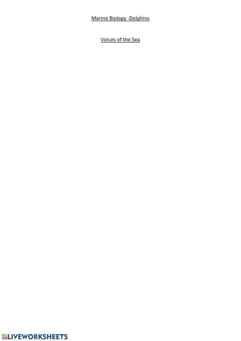 Marine Biology Dolphin Voices