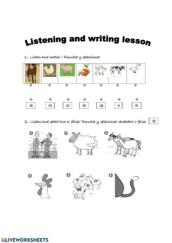 Listening Activity. Farm animals
