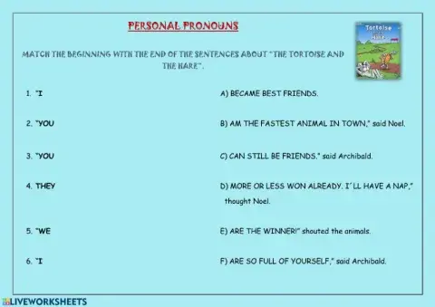 Personal Pronouns + The Tortoise and the Hare