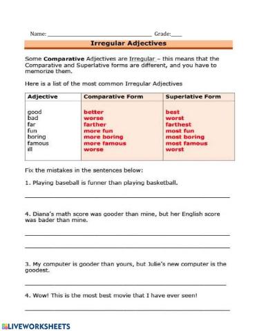 Irregular Adjectives