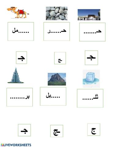 مواقع حرف الجيم
