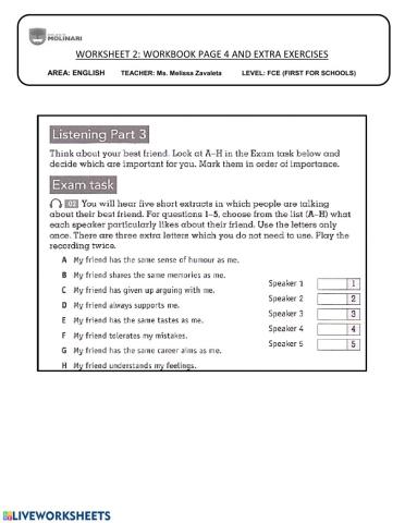 Workbook page 4 grammar and rue part 1