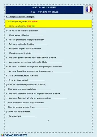 Chez + pronom toniques