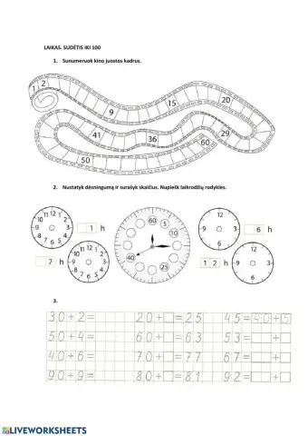 Laikas. Sudėtis iki 100