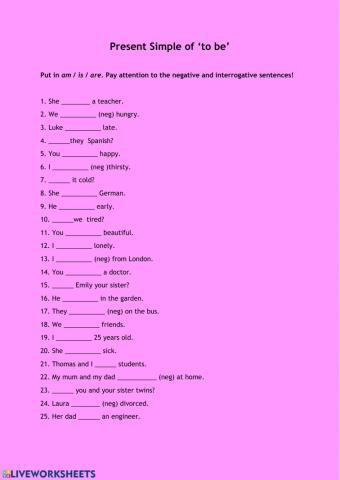 Present simple of -to be-