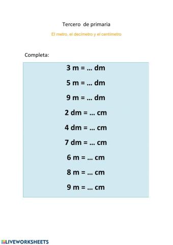 El metro, el decímetro y el centímetro