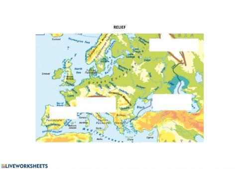 Europe relief rivers seas oceans