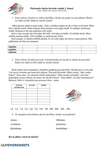 Darbības v., personu vietniekvārdi.