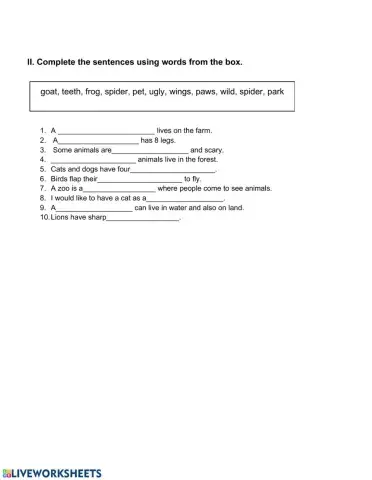 Our World unit 3 Wild animals