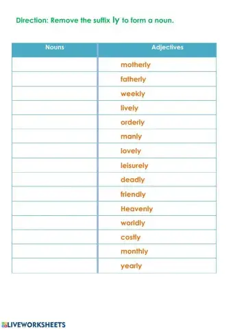 Changing Nouns to Adjectives