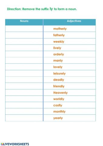 Changing Nouns to Adjectives