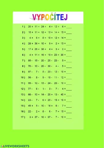 Vypočítej zpaměti